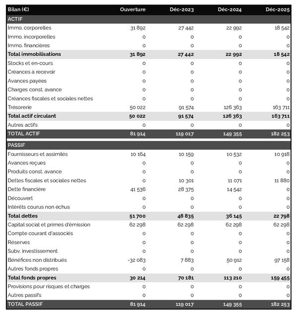 bilan comptable prévisionnel de grossiste en livres et magazines