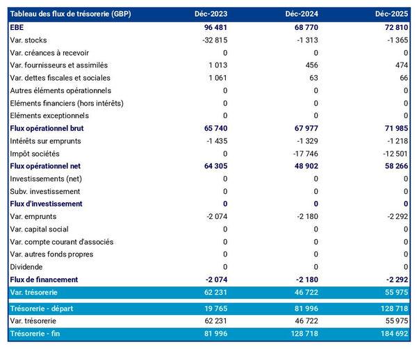 prévisionnel de trésorerie d'entreprise de démarchage à domicile