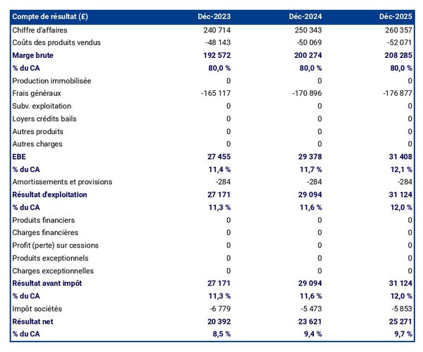 entreprise d'excursions en hélicoptères : compte de résultat prévisionnel