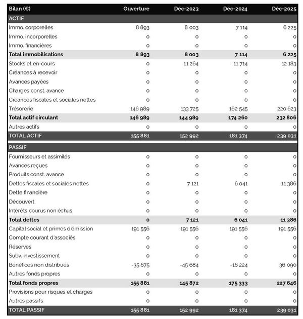 bilan comptable prévisionnel de laboratoire d'analyse des défaillances