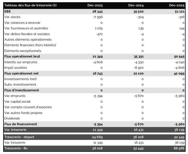 prévisionnel de trésorerie d'entreprise viticole