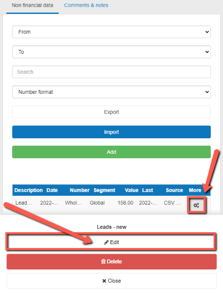 Editing non-financial data in The Business Plan Shop's software on mobile