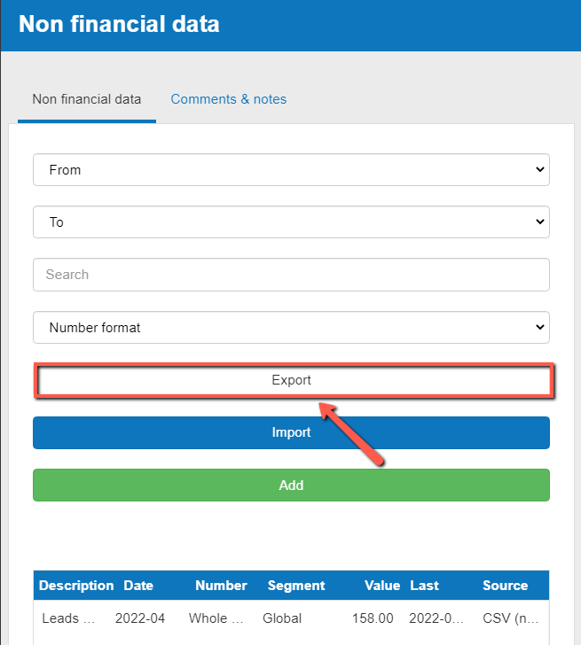 exporting non-financial data in The Business Plan Shop's software