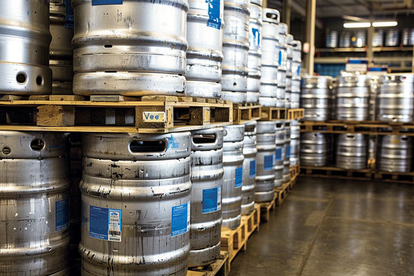 kegs of craft beer in a recently started microbrewery