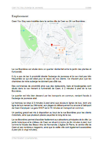 dossier de présentation du modèle de business plan d'auberge de jeunesse