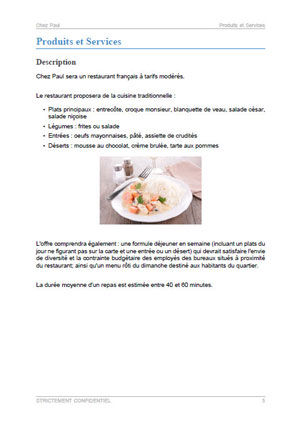 dossier de présentation du modèle de business plan de restaurant pdf