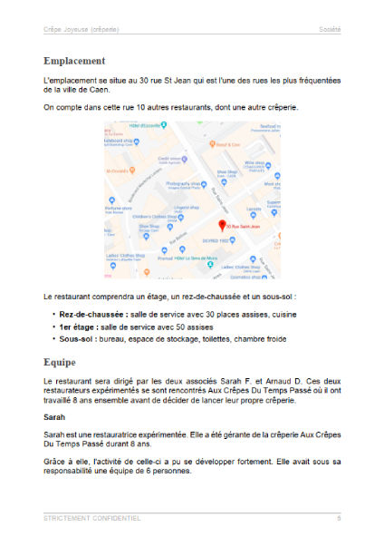 dossier de présentation du modèle de business plan de crêperie