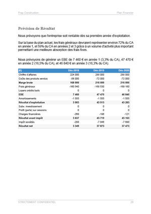 compte de résultat du modèle de business plan d'entreprise de btp