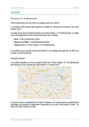 dossier de présentation du modèle de business plan d'entreprise de bâtiment