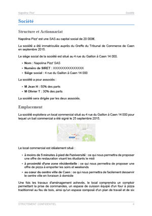 dossier de présentation du modèle de business plan de pizzéria