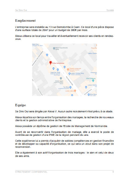 dossier de présentation du modèle de business plan wedding planner