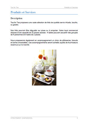 dossier de présentation du modèle de business plan de salon de thé