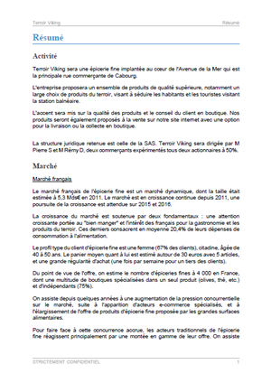 executive summary du modèle de business plan d'épicerie fine