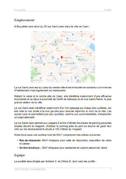 dossier de présentation du modèle de business plan de magasin de cycles