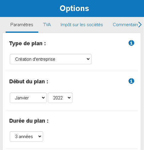 modifier les paramètres de mes prévisions financières dans le logiciel de prévisions financières de The Business Plan Shop