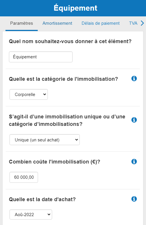 saisie de la date d'achat d'une immobilisation