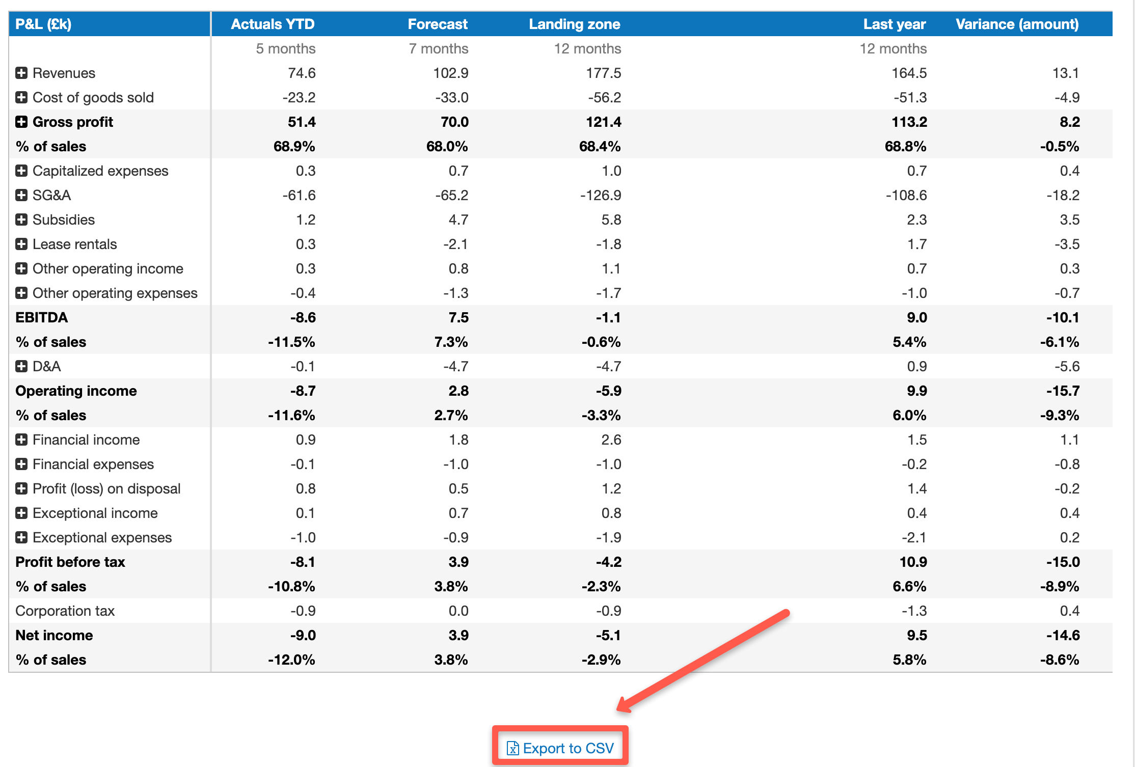 exporting my landing zone data as a CSV file