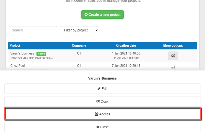 giving an invited access to one of my projects on mobile