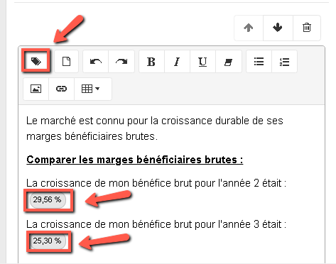 comment les étiquettes intelligentes apparaissent sur le logiciel The Business Plan Shop