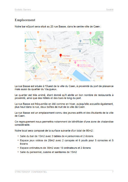 dossier de présentation du modèle de business plan de bar eSport