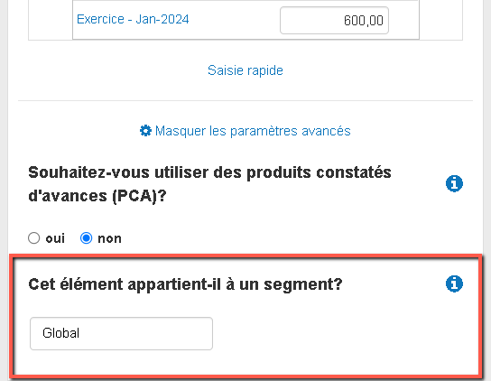 comment saisir un segment dans le logiciel de prévisions financières du business plan shop