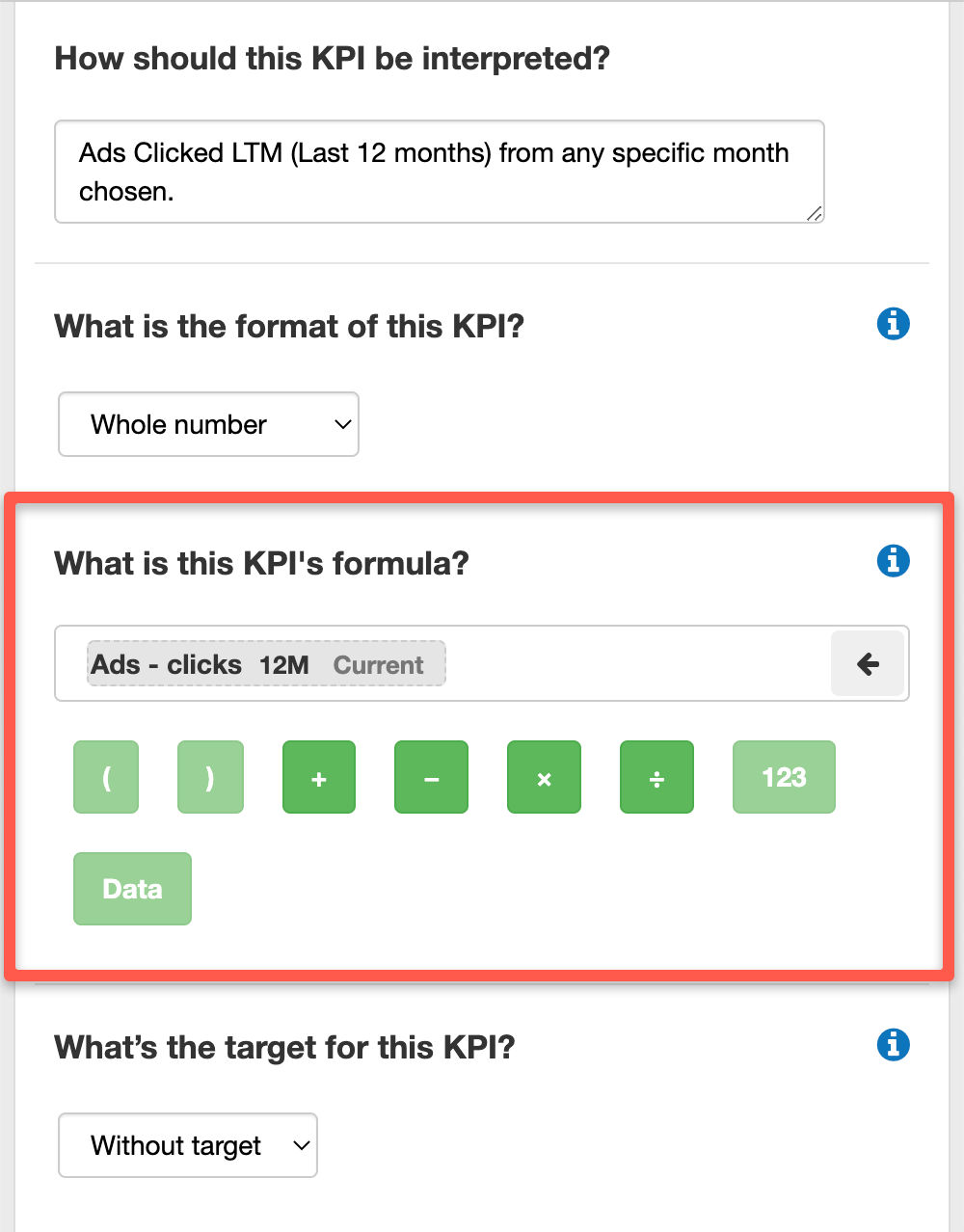  Using The Business Plan Shop's formula builder to create custom KPI
