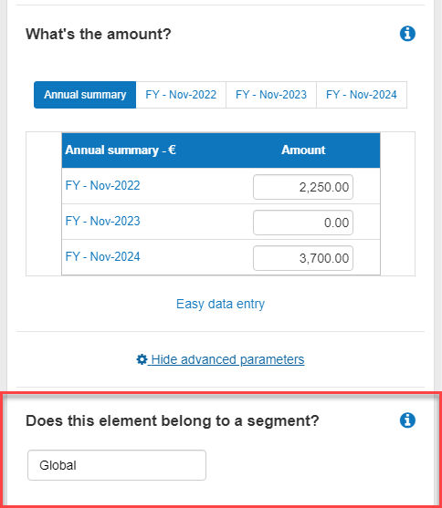 using a segment to group my capitalized expenses in the business plan shop's financial forecasing software