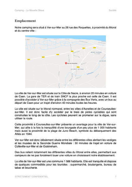 dossier de présentation de l'exemple de business plan camping