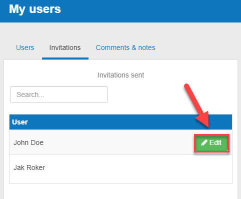 editing the invitations that I have sent on desktop to external users