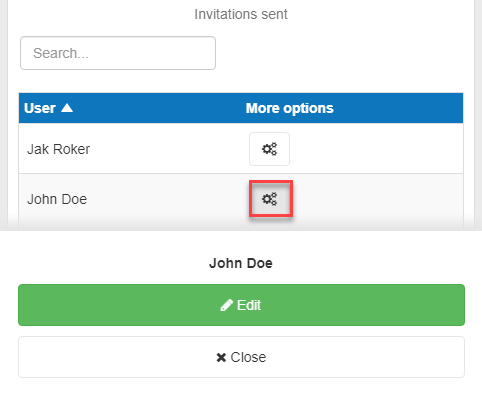 editing the invitations that I have sent on mobile to external users
