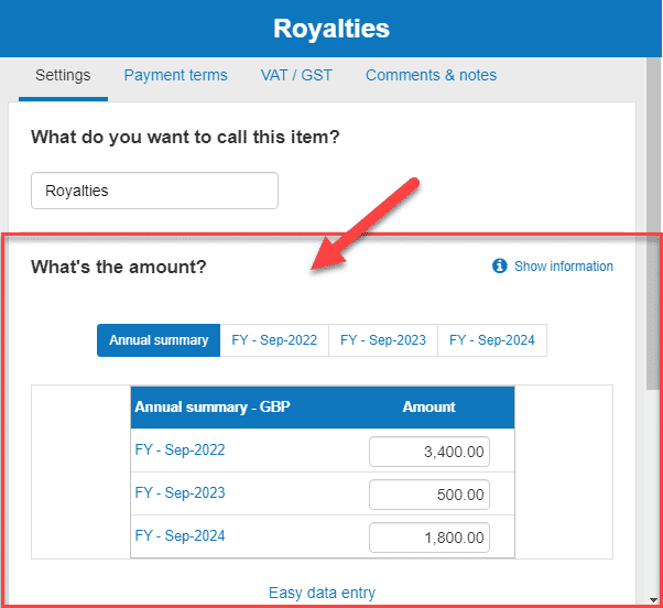 entering annual data for the other operating income amount for three seperate years