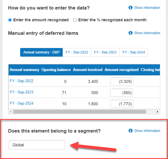 how to enter a segment in the business plan shop's financial forecasting software