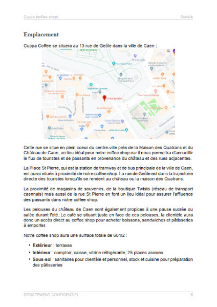 dossier de présentation du modèle de business plan de coffee shop