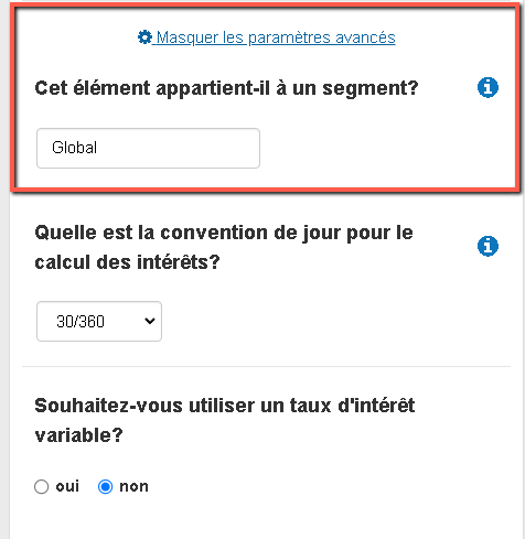 comment saisir un segment dans le logiciel de prévisions financières du business plan shop