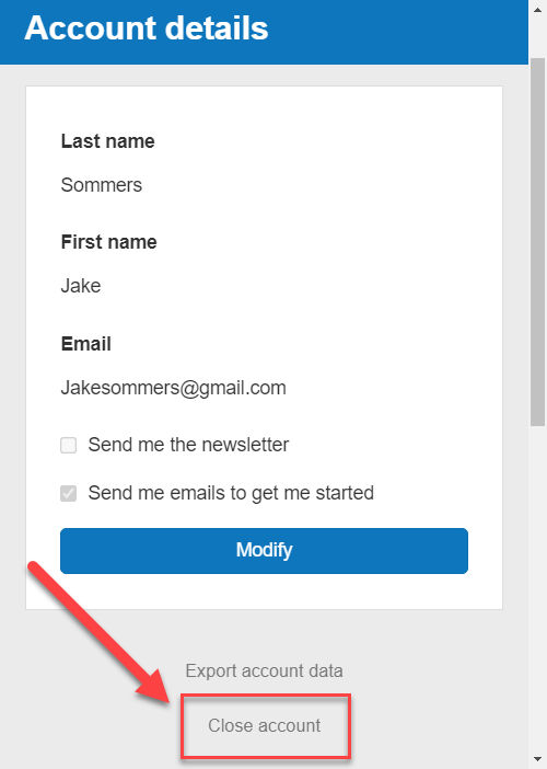  closing my account on The Business Plan Shop
