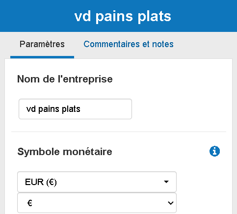 nom de l'entreprise et devise