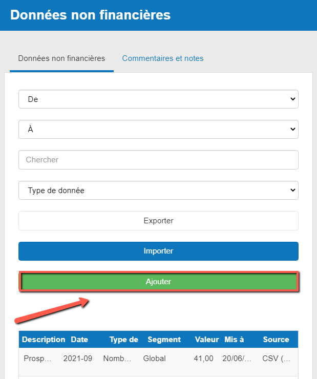 ajout de données non financières dans le logiciel de The Business Plan Shop