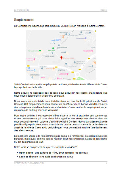 dossier de présentation du modèle de business plan de conciergerie