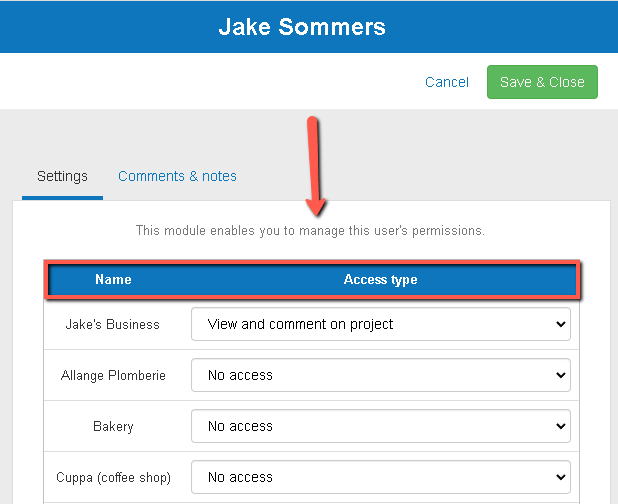  changing the permission level that users have to a specific project