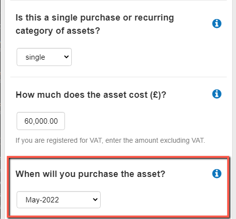  entering the purchase date for a fixed asset