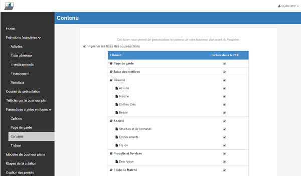 business plan pdf : contenu