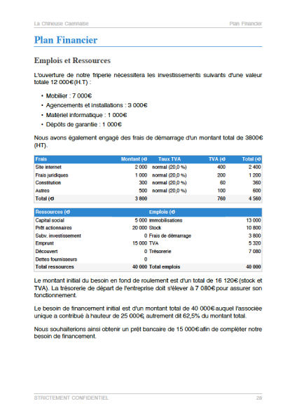 modèle de business plan de friperie