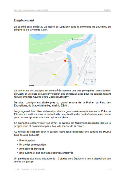 dossier de présentation du modèle de business plan de garage automobile