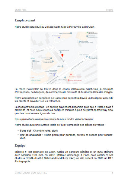 dossier de présentation du modèle de business plan de studio photo