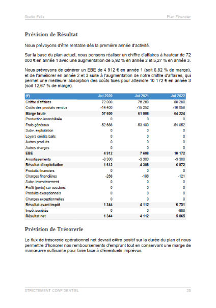 compte de résultat du modèle de business plan de photographe