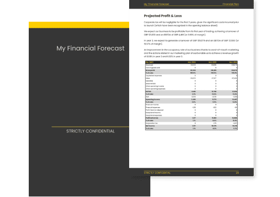 financial forecast for a fruit and vegetable shop