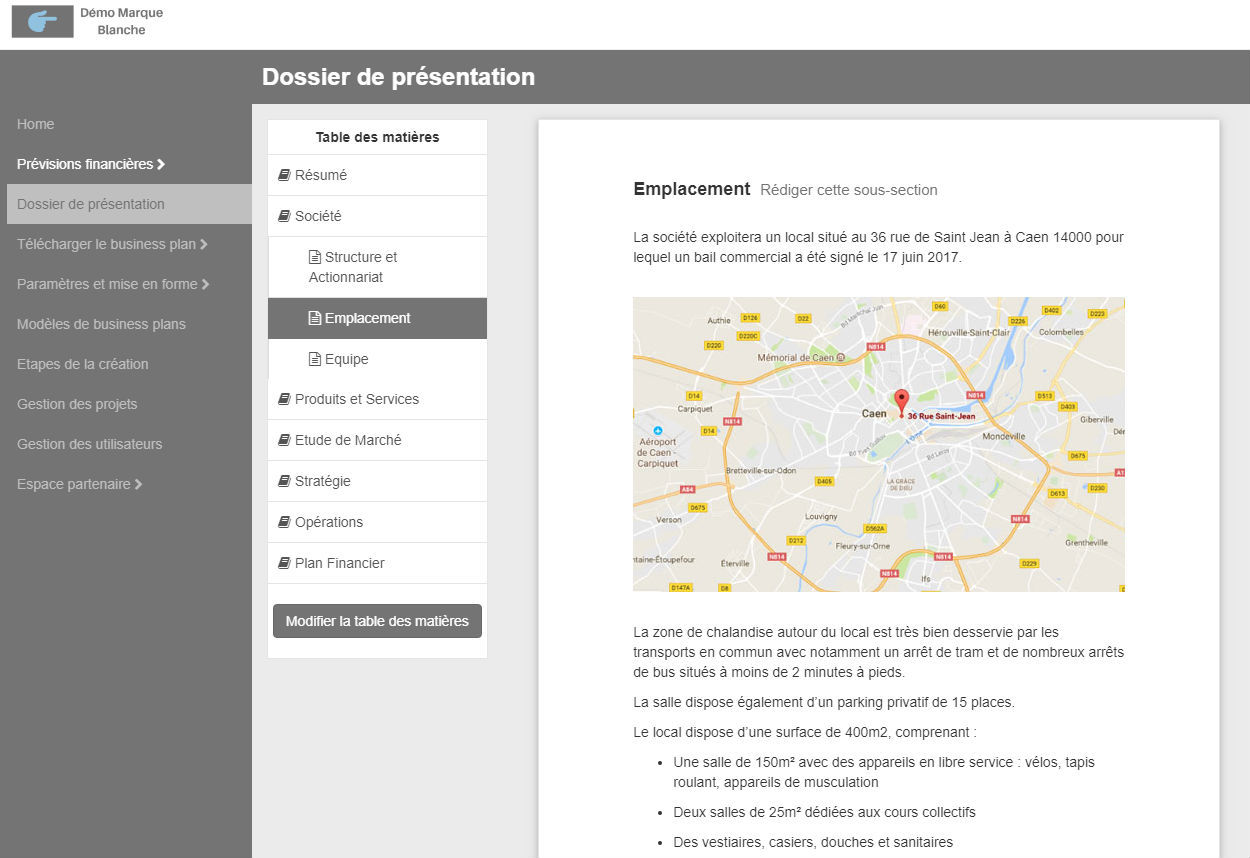 démonstration marque blanche logiciel de business plan - 3