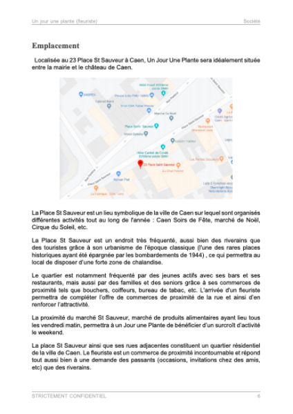 dossier de présentation du modèle de business plan de fleuriste